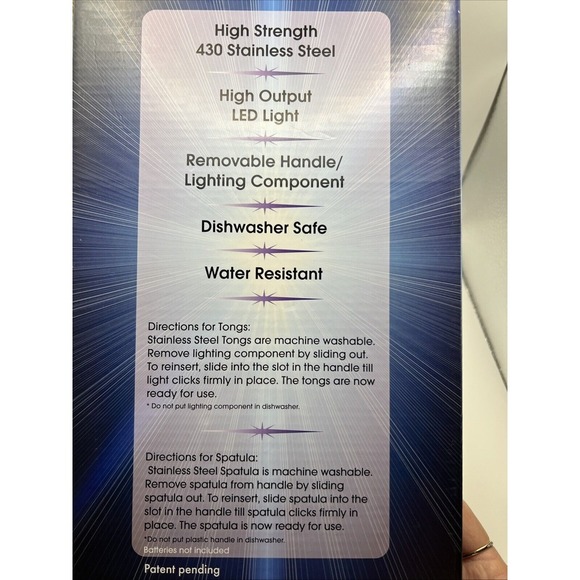 Premium Grade Stainless Steel Grill Spatula/Tongs Kit with LED‎ Light - Picture 5 of 11